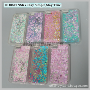 Fancy Glittering Flowing Liquid Heart Clear PC Case for iPhone5 Glitter Case